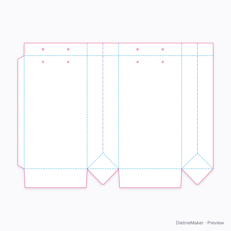 Two-bottle wine bag flat dieline