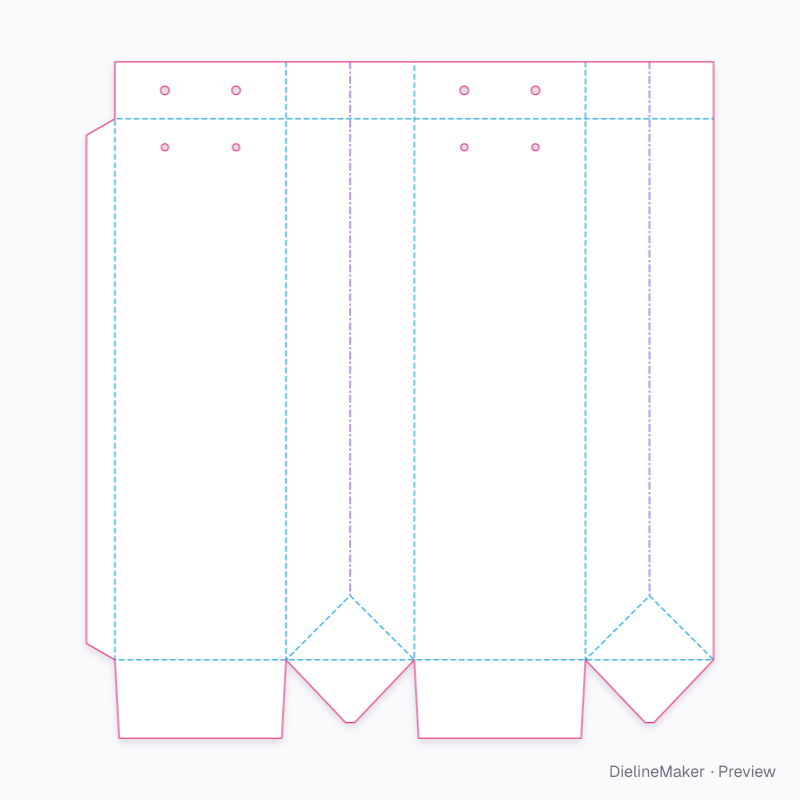 Single-bottle shopping bag flat dieline