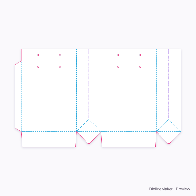 Cosmetics shopping bag flat dieline