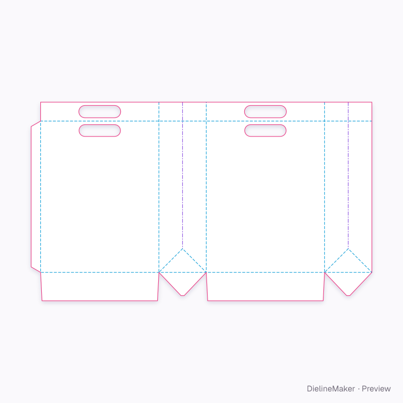 Paper shopping bag flat dieline