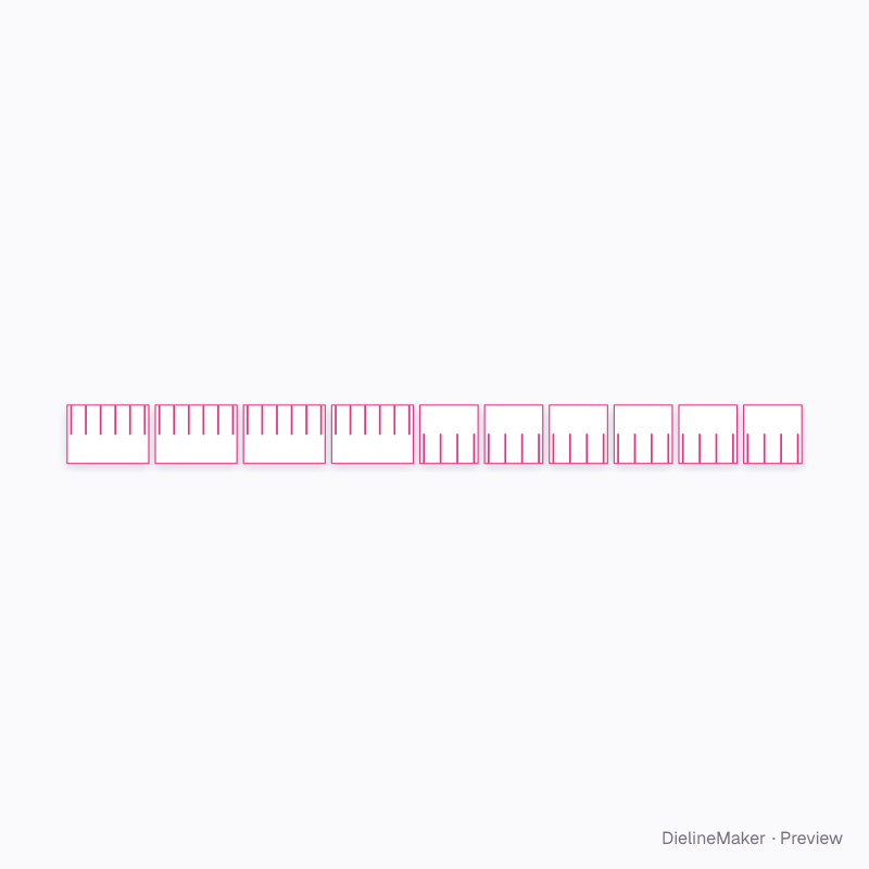 Perimeter-cell partition, 7 × 5 flat dieline
