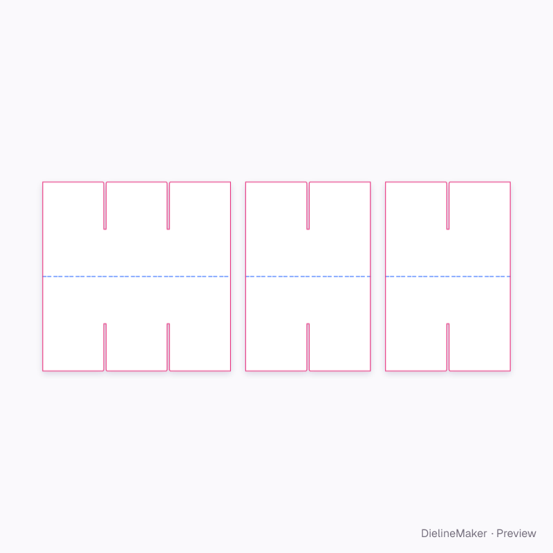 Doubled-strip partition 3 × 2 flat dieline