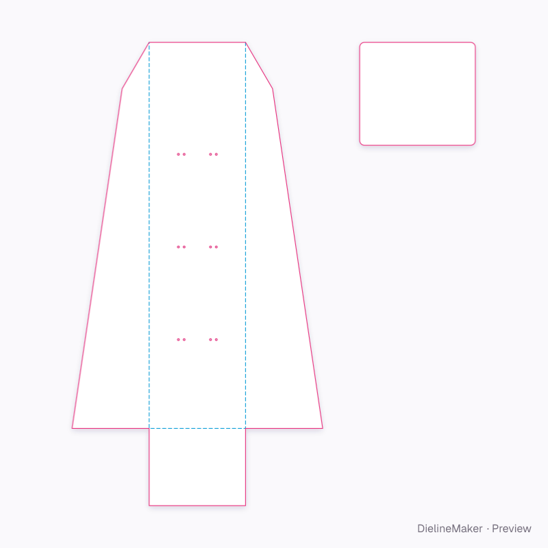 Slim six-hook display flat dieline