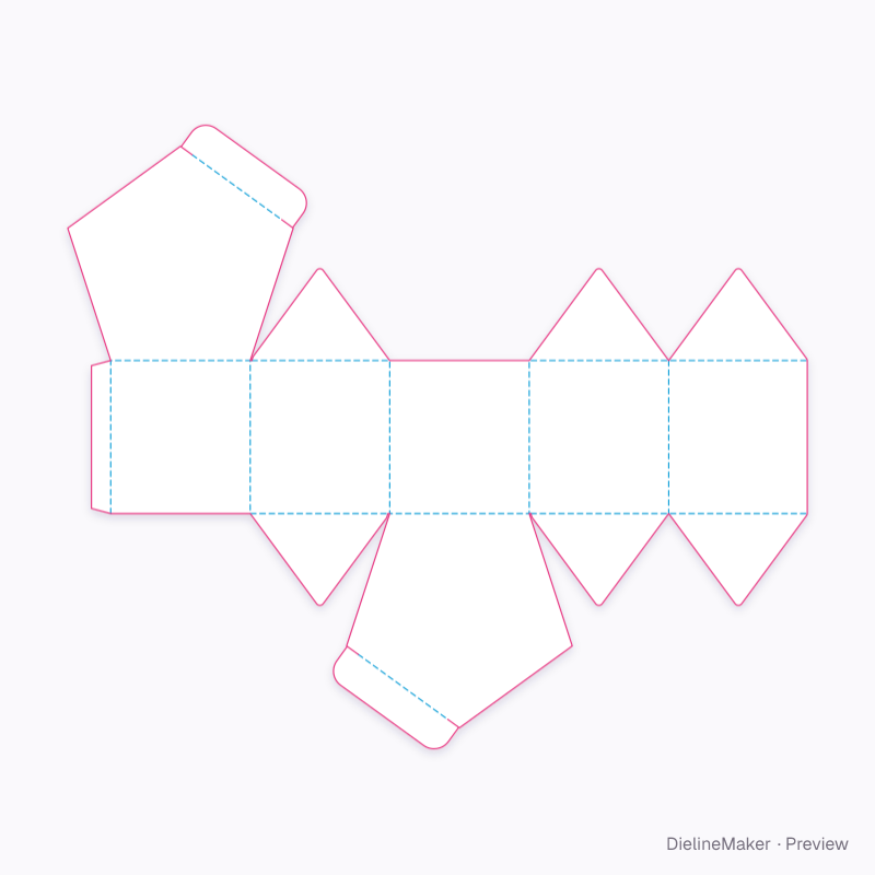 Bath gift polygon carton — Pentagon box flat dieline