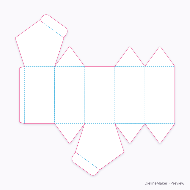 Biscuit polygon carton — Pentagon box flat dieline