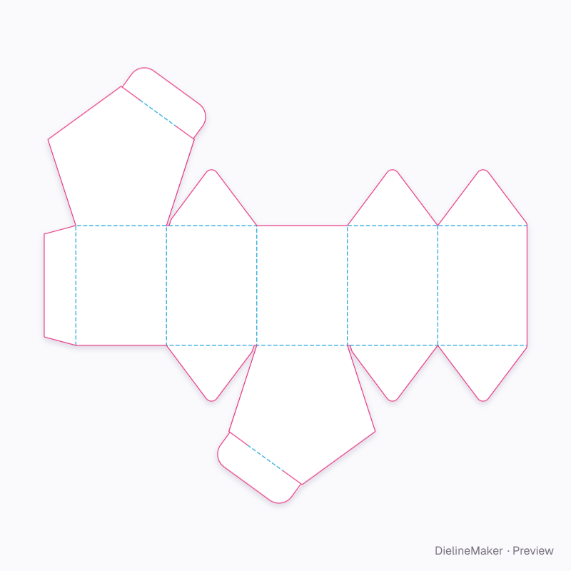 Mini polygon favour carton — Pentagon box flat dieline