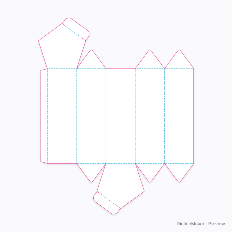 Tall tea polygon carton — Pentagon box flat dieline