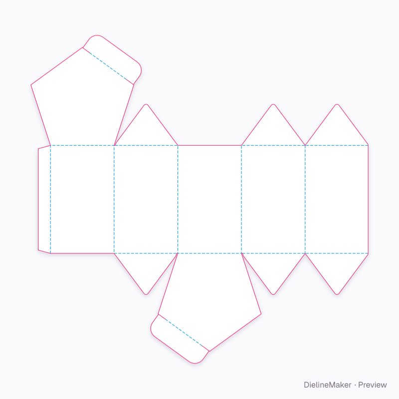 Pentagon candle box flat dieline