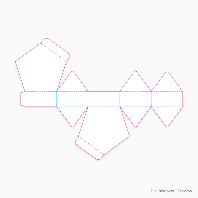 Pentagon praline box flat dieline