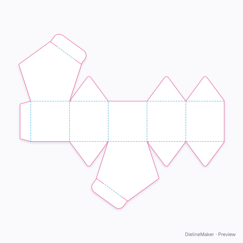 Pentagon favour box flat dieline