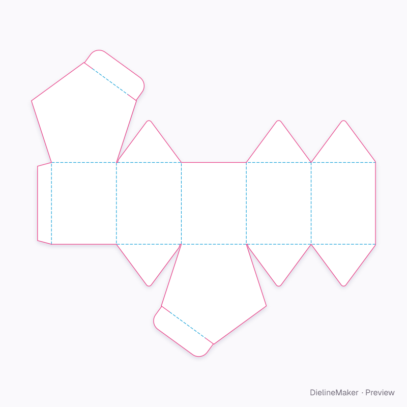 Pentagon box flat dieline