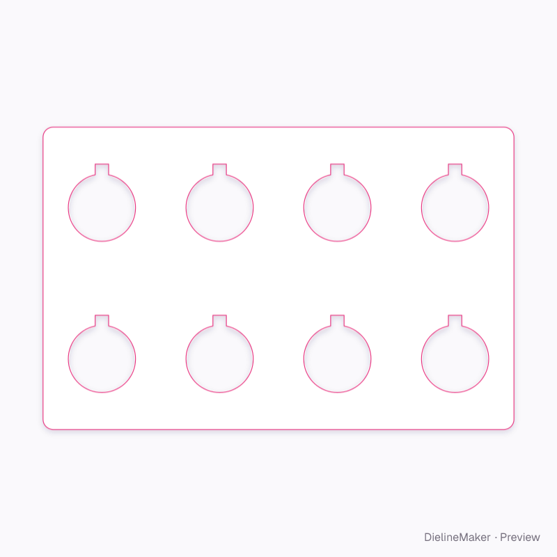 Keyed aperture support panel flat dieline