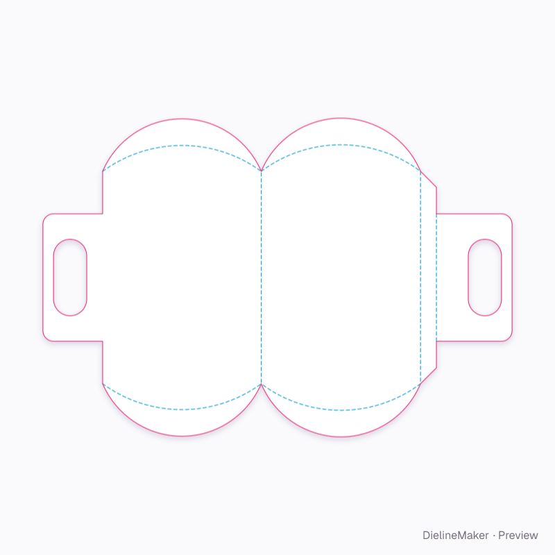Pillow carton with carry handle flat dieline