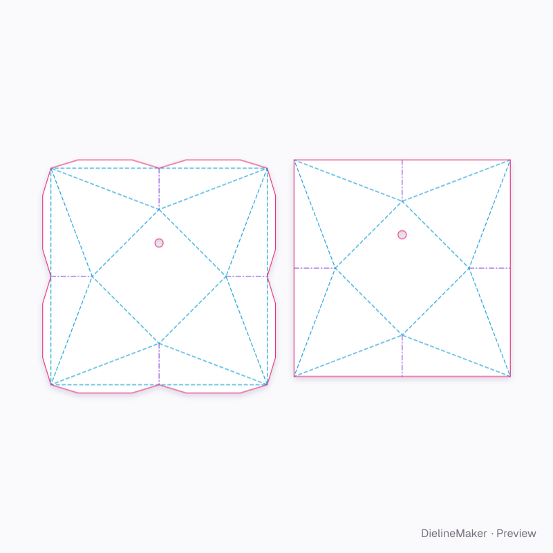 4-point pillow star gift flat dieline