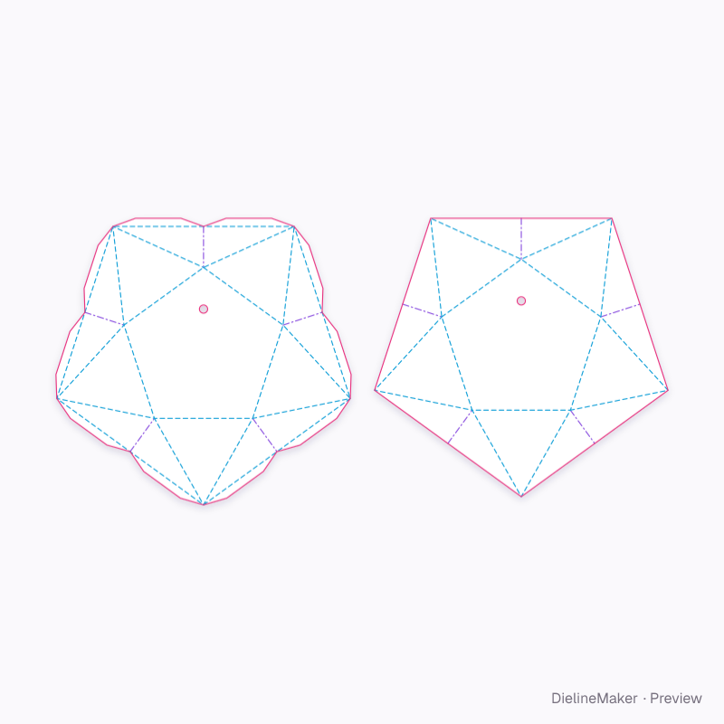 5-point pillow star gift flat dieline