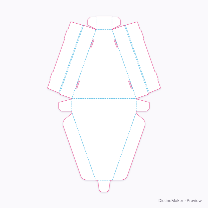 Large pizza slice box flat dieline