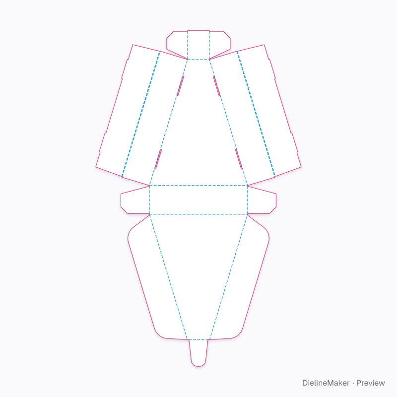 Small pizza slice box flat dieline