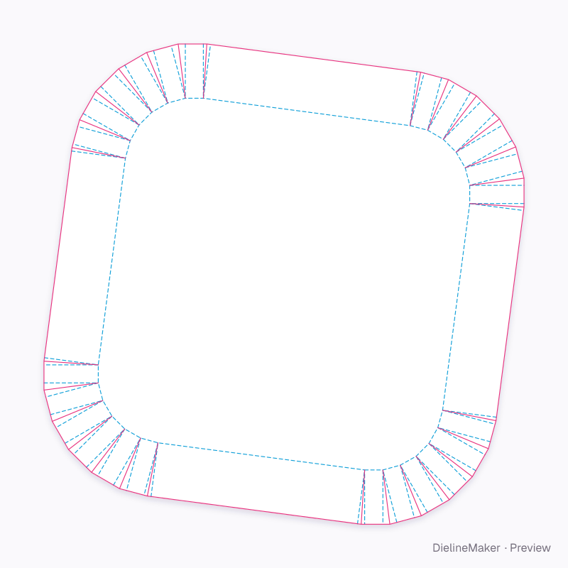 Pressed paper cap 160×160×25 flat dieline
