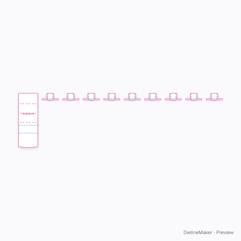 Nine-pocket DL brochure backboard flat dieline