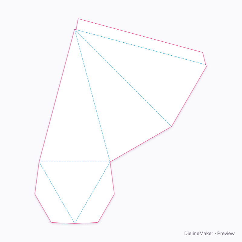 Triangular cone carton flat dieline