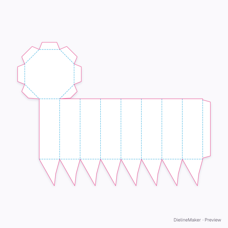 Octagon carton with snap bottom flat dieline