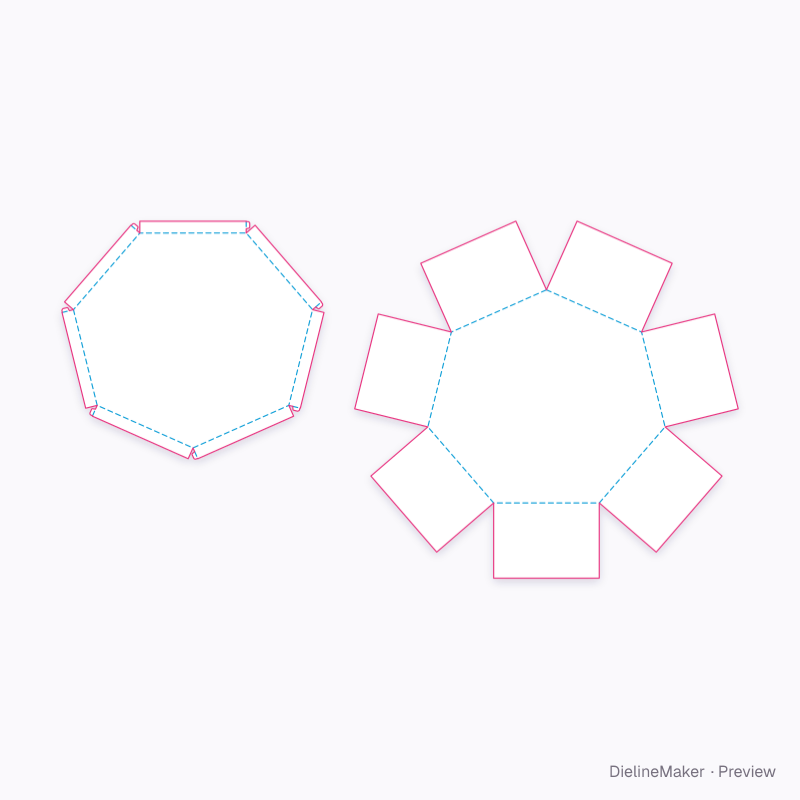 Shaped celebration box — Polygon explosion gift box flat dieline