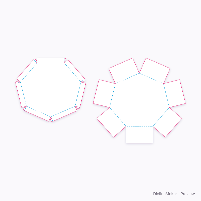 Shaped confectionery box — Polygon explosion gift box flat dieline