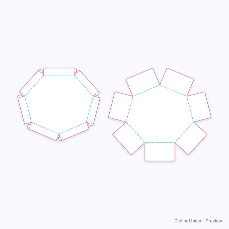 Shaped jewellery set box — Polygon explosion gift box flat dieline