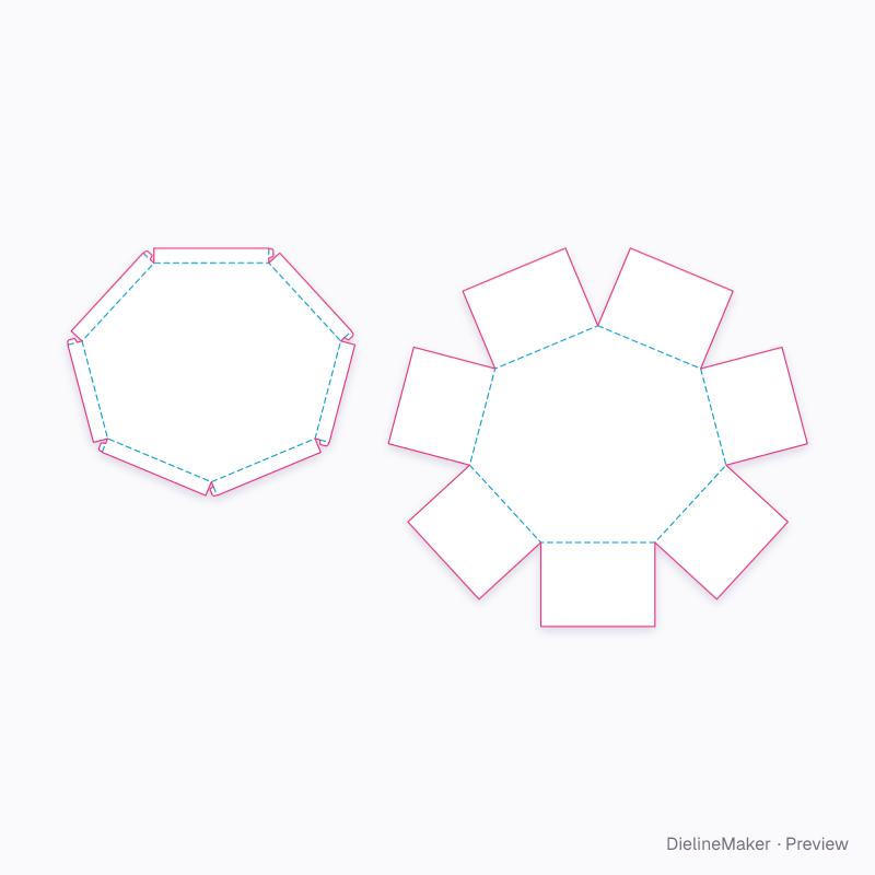 Shaped keepsake box — Polygon explosion gift box flat dieline