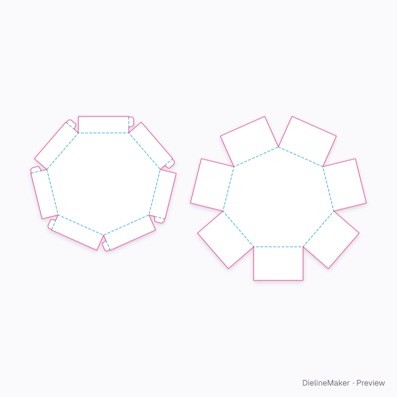 Small shaped favour box — Polygon explosion gift box flat dieline