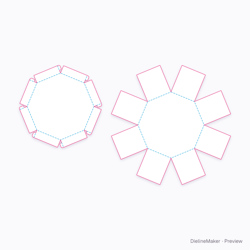 Octagon celebration box flat dieline