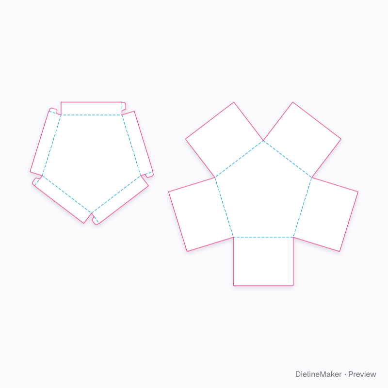 Five-sided surprise box flat dieline