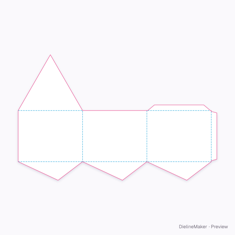 Three-petal triangular box flat dieline