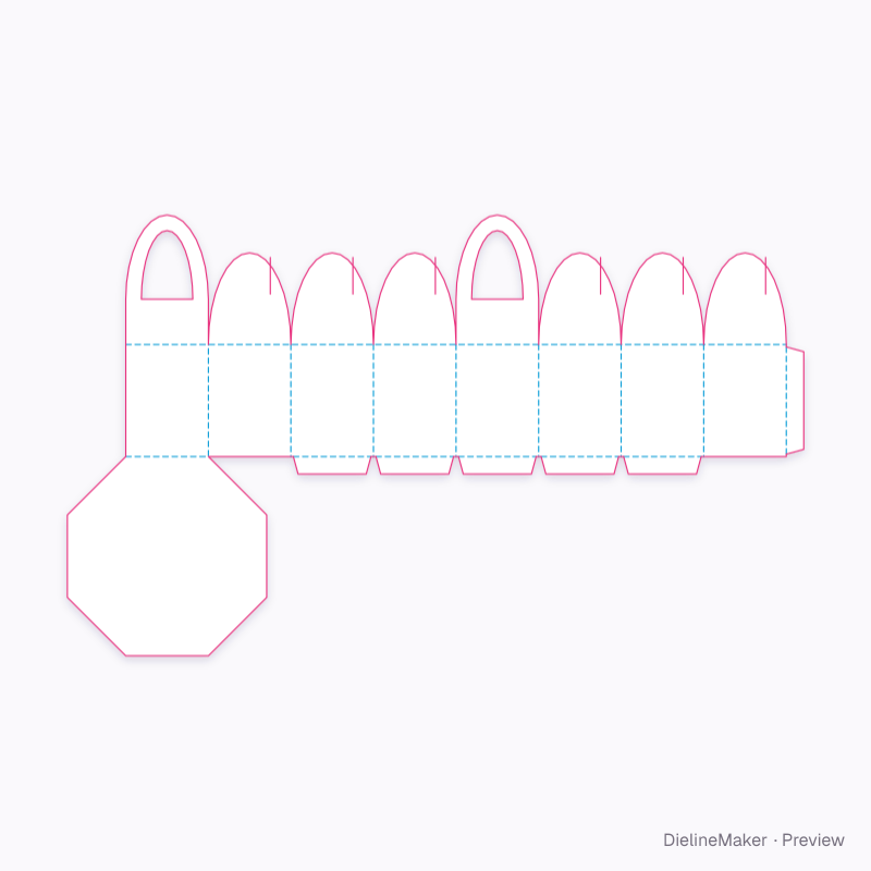 Octagonal petal carrier flat dieline