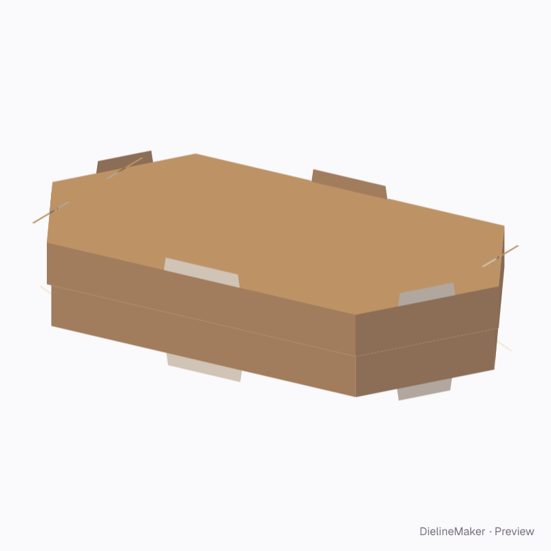 Elongated hexagon tray and lid
