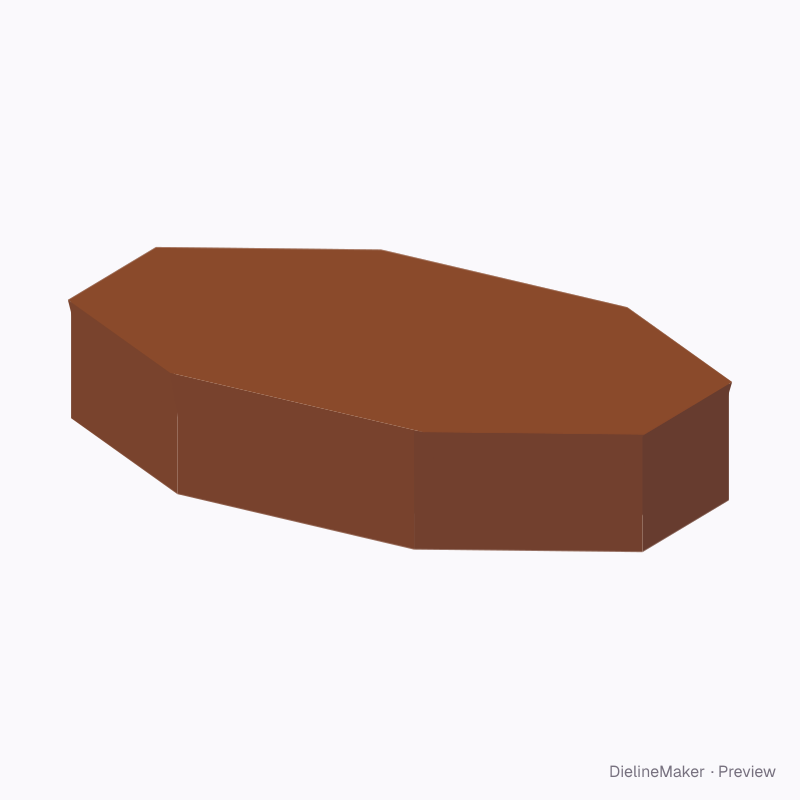 Elongated octagon clamshell
