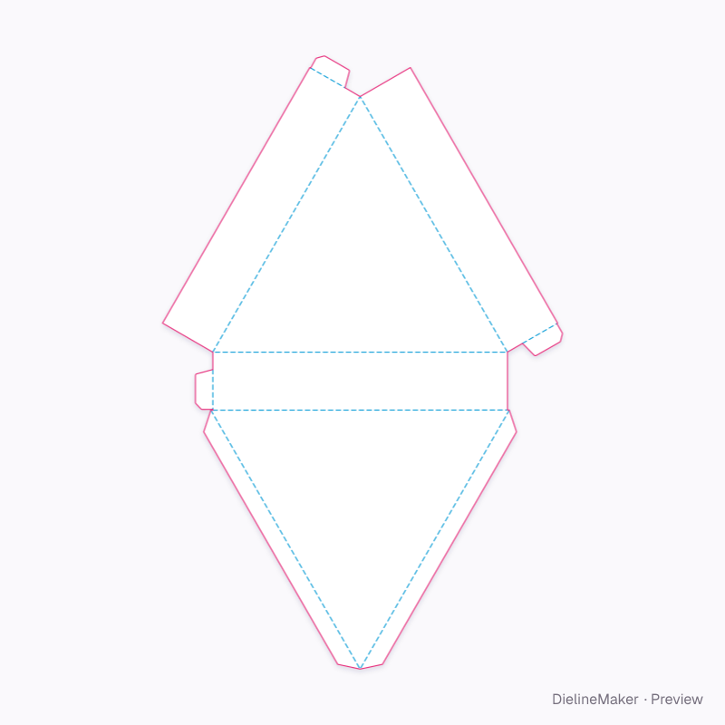 Triangle hinged folio box flat dieline