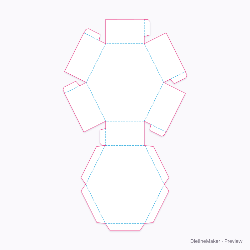 Polygon hinged clamshell flat dieline