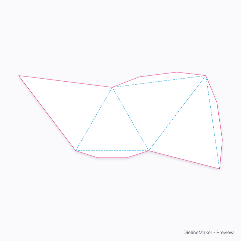 3-sided pyramid flat dieline