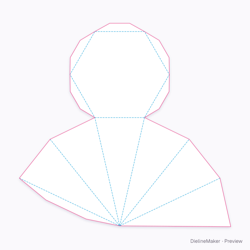 6-sided pyramid flat dieline