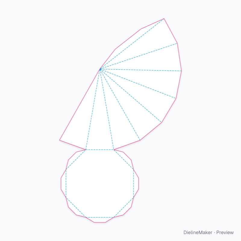 8-sided pyramid flat dieline