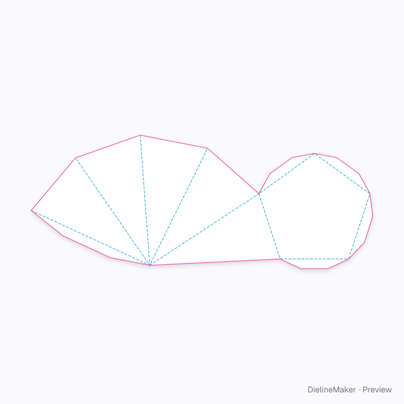 Polygonal pyramid paper net flat dieline