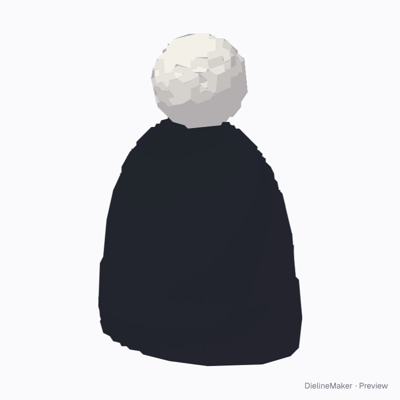 Black beanie with white fur pom-pom