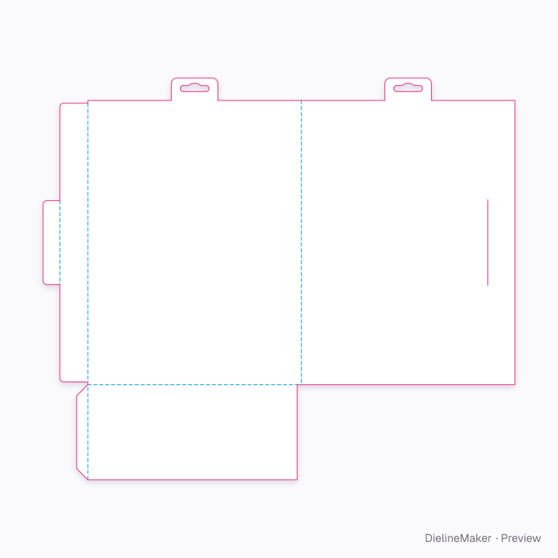 Locking folder with hanging hole flat dieline