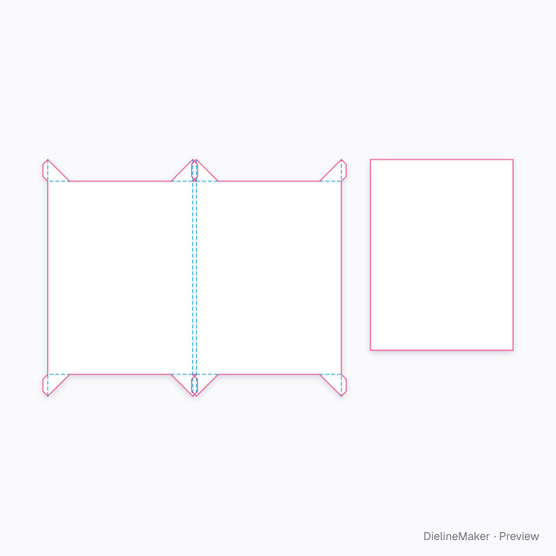 Menu cover with corner retainers flat dieline