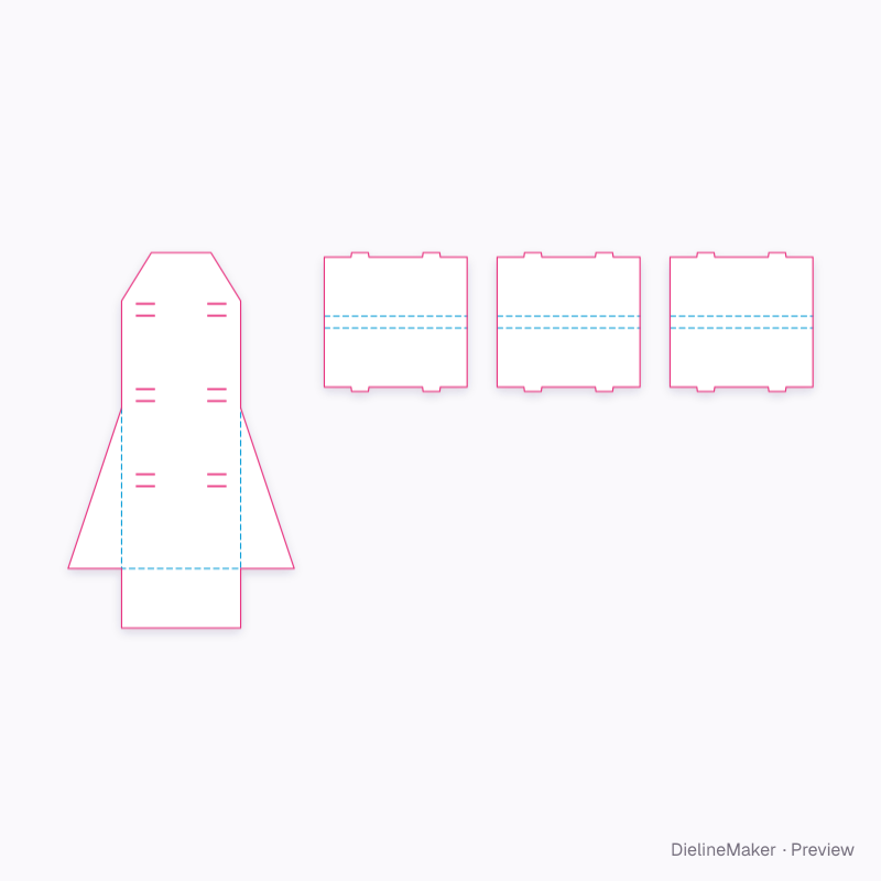 Open-sided projecting shelf display flat dieline