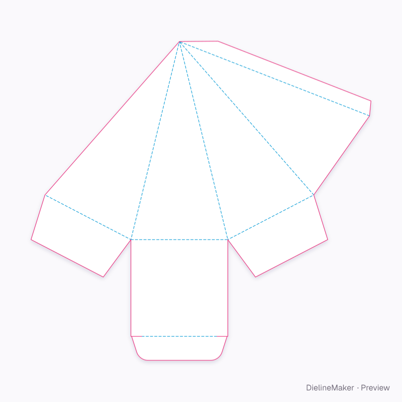 Tall gift pyramid flat dieline