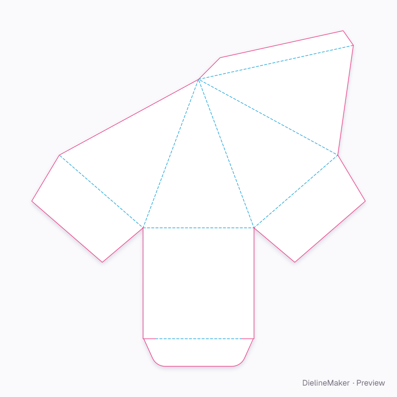 Pyramid box flat dieline