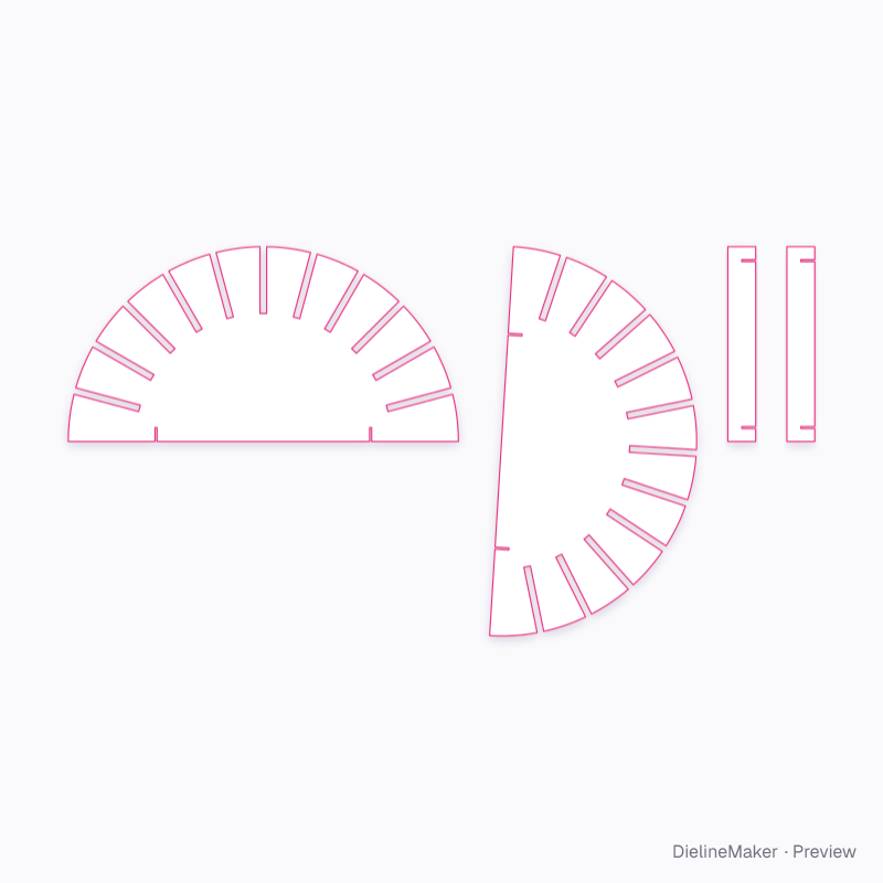 Radial record rack flat dieline