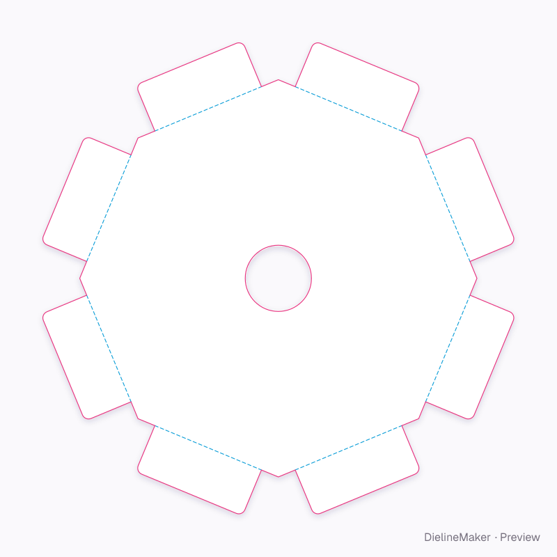 Radial tab disc flat dieline